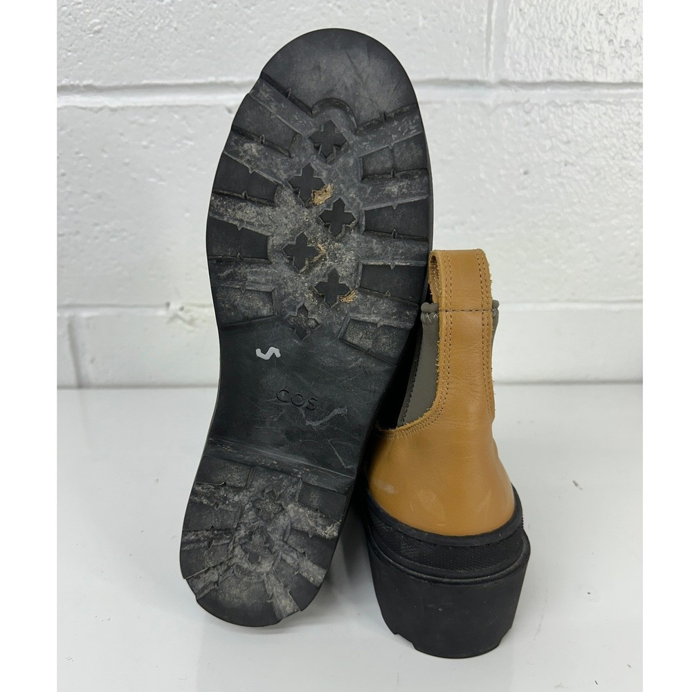 Cos Chelsea Boots Tan Leather Lug Sole Block Heel / Womens 8.5 View 6